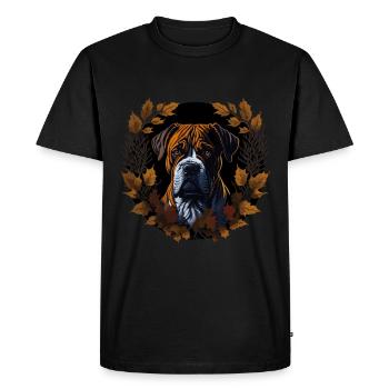 Chien Boxer En Automne Feuilles D’automne Boxer - T-shirt Premium bio Homme - noir - Devant - Nico (187cm)