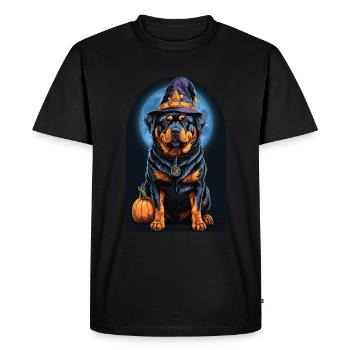 Rottweiler With Witch Hat Halloween Rottweiler - Men's Premium Organic T-Shirt - black - Front - Nico (187cm)
