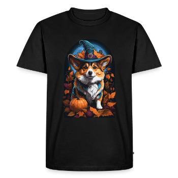 Corgi Witch Halloween Corgi - Men's Premium Organic T-Shirt - black - Front - Nico (187cm)