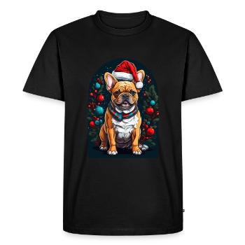 Drôle de bouledogue français avec - T-shirt Premium bio Homme - noir - Devant - Nico (187cm)