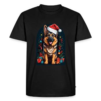 Funny German Shepherd With - Men's Premium Organic T-Shirt - black - Front - Nico (187cm)