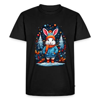 Lapins des neiges avec chapeau d’hiver Happy lapins des neiges - T-shirt Premium bio Homme - noir - Devant - Nico (187cm)