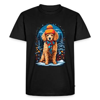 Caniche avec chapeau d’hiver Caniche heureux - T-shirt Premium bio Homme - noir - Devant - Nico (187cm)