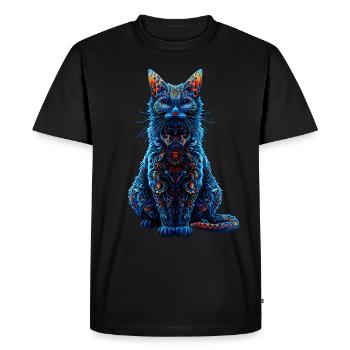 Complexe psychédélique fractal chat Rave champignon - T-shirt Premium bio Homme - noir - Devant - Nico (187cm)