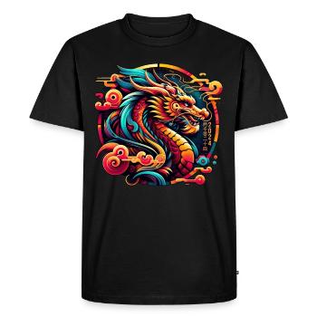 Année Du Dragon 2024 Zodiaque Chinois Chanceux - T-shirt Premium bio Homme - noir - Devant - Nico (187cm)