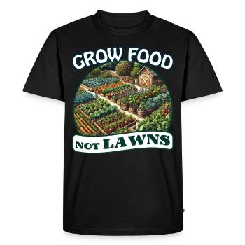 Grow Food Not Lawns Permaculture Food Forest - Men's Premium Organic T-Shirt - black - Front - Nico (187cm)