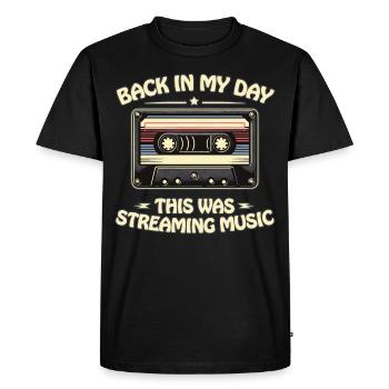 Retro 80s 90s Cassette Back In My Day Nostalgia - Men's Premium Organic T-Shirt - black - Front - Nico (187cm)