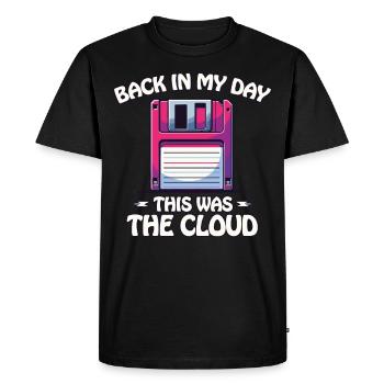 Retour à mon époque rétro 3,5 pouces disquette - T-shirt Premium bio Homme - noir - Devant - Nico (187cm)