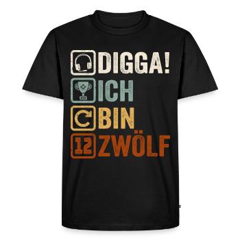 12e cadeau d’anniversaire 12e Gamer Gamer disant - T-shirt Premium bio Homme - noir - Devant - Nico (187cm)