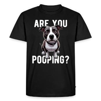 Faites-vous caca ? Chien Staffy Staffordshire - T-shirt Premium bio Homme - noir - Devant - Nico (187cm)