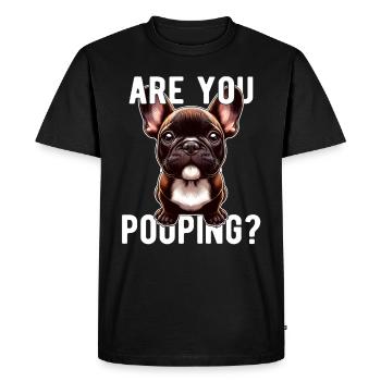 Faites-vous caca ? Drôle de bouledogue français - T-shirt Premium bio Homme - noir - Devant - Nico (187cm)