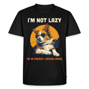 Lazy Dog Humor Energy Saving Mode Funny - Men's Premium Organic T-Shirt - black - Front - Nico (187cm)