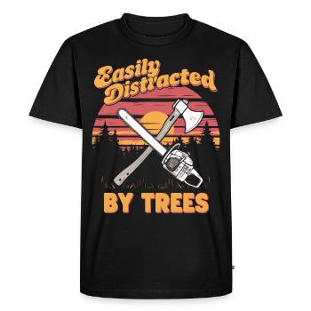 Facilement distrait par les arbres Conception forestière rustique - T-shirt Premium bio Homme - noir - Devant - Nico (187cm)