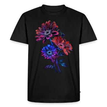 Art floral vibrant sur fond sombre beau - T-shirt Premium bio Homme - noir - Devant - Nico (187cm)