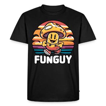Dessin animé drôle champignon personnage Homme amusant au coucher du soleil - T-shirt Premium bio Homme - noir - Devant - Nico (187cm)