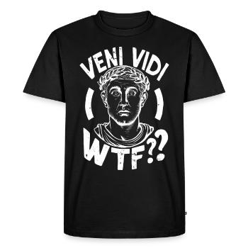 Caricature intelligente Caesar Veni Vidi WTF Design - T-shirt Premium bio Homme - noir - Devant - Nico (187cm)