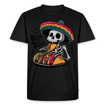 Drôle de festin de squelette Mort par Tacos Sombrero - T-shirt Premium bio Homme - noir - Devant - Nico (187cm)