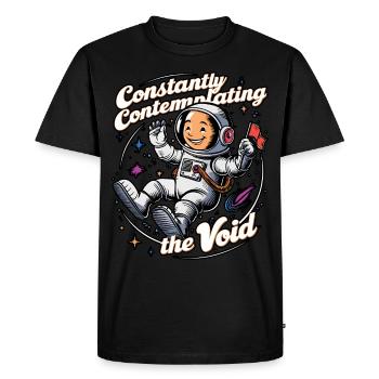 Astronaut Contemplating Void Cartoon Space Humor - Men's Premium Organic T-Shirt - black - Front - Nico (187cm)