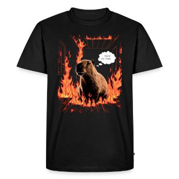 Capybara In Flames This is Fine Meme Art - Men's Premium Organic T-Shirt - black - Front - Nico (187cm)