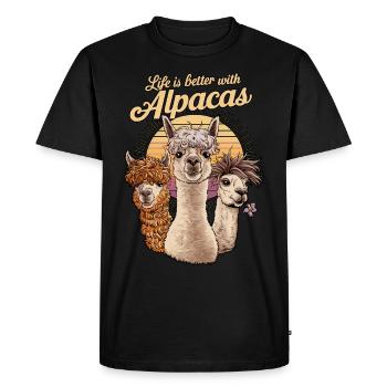 Life is Better with Alpacas, Alpaca Cute Art, - Men's Premium Organic T-Shirt - black - Front - Nico (187cm)