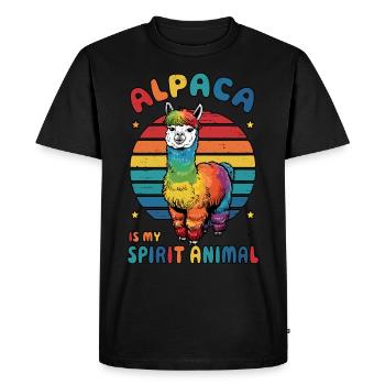 Alpaca Spirit Animal, Rainbow Alpaca Art, Fun - Men's Premium Organic T-Shirt - black - Front - Nico (187cm)
