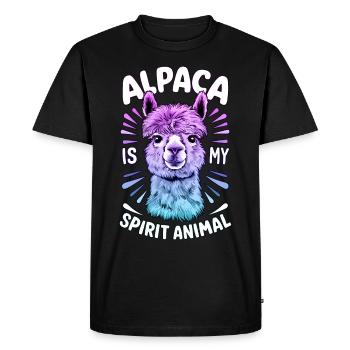 Alpaca Spirit Animal, Alpaca Rainbow Art, Fun - Men's Premium Organic T-Shirt - black - Front - Nico (187cm)