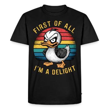 Tout d’abord, je suis un délice Humour féroce de chat - T-shirt Premium bio Homme - noir - Devant - Nico (187cm)