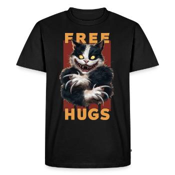 Câlins drôles gratuits Chat féroce Humour Horreur - T-shirt Premium bio Homme - noir - Devant - Nico (187cm)