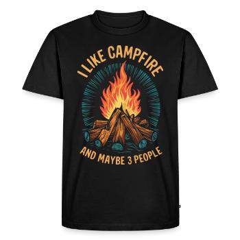 Campfire Lover Funny Introvert Outdoor Camping - Men's Premium Organic T-Shirt - black - Front - Nico (187cm)