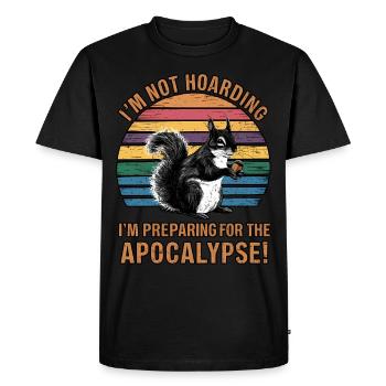 Drôle Écureuil Rétro Thésaurisation Humour Survie - T-shirt Premium bio Homme - noir - Devant - Nico (187cm)