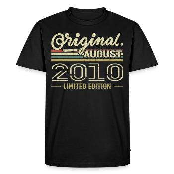 Août 2010 Anniversaire Août 2010 August 2010 Rétro - T-shirt Premium bio Homme - noir - Devant - Nico (187cm)