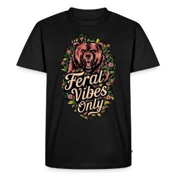 Feral Vibes Only Bear Wild Nature Floral - Men's Premium Organic T-Shirt - black - Front - Nico (187cm)