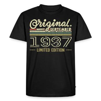 Septembre 1987 Cadeau Anniversaire September 1987 - T-shirt Premium bio Homme - noir - Devant - Nico (187cm)