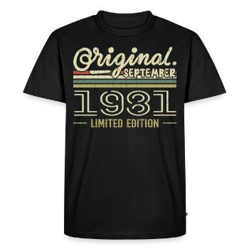 Septembre 1981 Cadeau Anniversaire September 1981 - T-shirt Premium bio Homme - noir - Devant - Nico (187cm)