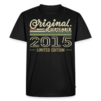 Septembre 2015 Cadeau Anniversaire September 2015 - T-shirt Premium bio Homme - noir - Devant - Nico (187cm)