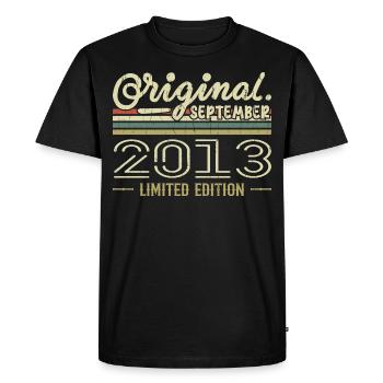 Septembre 2013 Cadeau Anniversaire September 2013 - T-shirt Premium bio Homme - noir - Devant - Nico (187cm)
