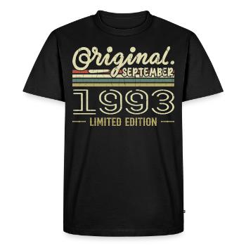 Septembre 1993 Cadeau Anniversaire September 1993 - T-shirt Premium bio Homme - noir - Devant - Nico (187cm)