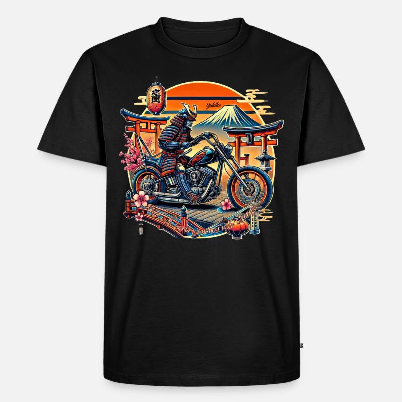 Yukiko Samurai: Honor on the Road - Männer Premium Bio T-Shirt - Schwarz