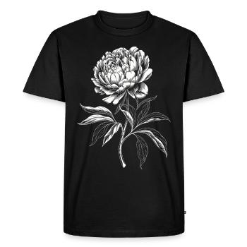Peony Flower Botanical Art Vintage Floral Nature - Men's Premium Organic T-Shirt - black - Front - Nico (187cm)