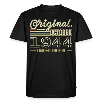 Born in October 1944 Retro Birthday October 1944 - Men's Premium Organic T-Shirt - black - Front - Nico (187cm)