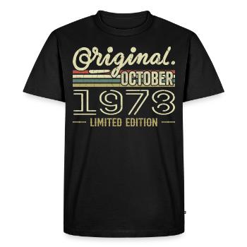 Né en Octobre 1978 Rétro Anniversaire Octobre 1978 - T-shirt Premium bio Homme - noir - Devant - Nico (187cm)
