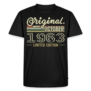 Born in October 1963 Retro Birthday October 1963 - Men's Premium Organic T-Shirt - black - Front - Nico (187cm)