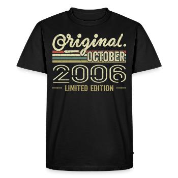 Born in October 2006 Retro Birthday October 2006 - Men's Premium Organic T-Shirt - black - Front - Nico (187cm)