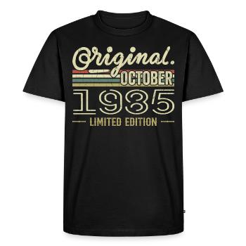 Né en Octobre 1985 Rétro Anniversaire Octobre 1985 - T-shirt Premium bio Homme - noir - Devant - Nico (187cm)