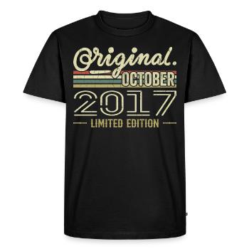 Born in October 2017 Retro Birthday October 2017 - Men's Premium Organic T-Shirt - black - Front - Nico (187cm)