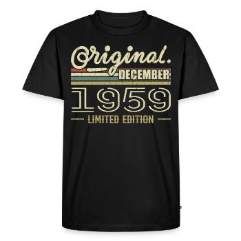 Décembre 1959 anniversaire Décembre 1959 Décembre - T-shirt Premium bio Homme - noir - Devant - Nico (187cm)