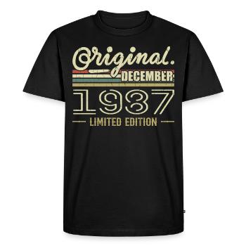 Décembre 1987 anniversaire Décembre 1987 Décembre - T-shirt Premium bio Homme - noir - Devant - Nico (187cm)