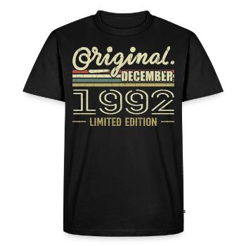 Décembre 1992 anniversaire Décembre 1992 Décembre - T-shirt Premium bio Homme - noir - Devant - Nico (187cm)