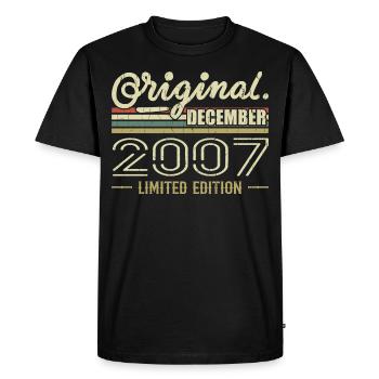 Décembre 2007 anniversaire Décembre 2007 Décembre - T-shirt Premium bio Homme - noir - Devant - Nico (187cm)