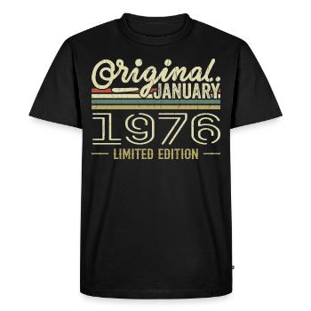 Janvier 1976 anniversaire Janvier 1976 cadeau 1976 - T-shirt Premium bio Homme - noir - Devant - Nico (187cm)